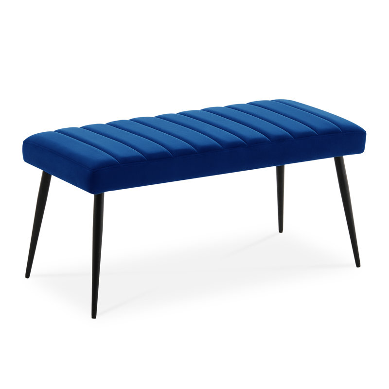 Velvet Upholstered Bench, Blue