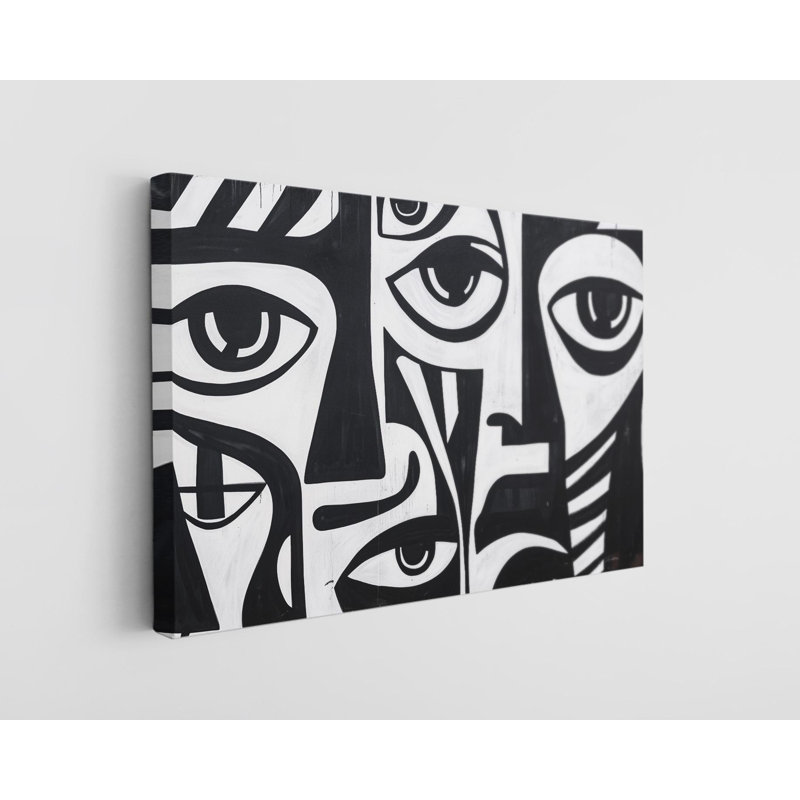 Reproduction sur toile de haute qualité abstraite entrelacée en noir et blanc sur toile de haute qualité - Art mural - Art - cadeau