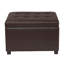 Repose-pieds de rangement 24 po avec couvercle à charnière en similicuir brun chocolat
