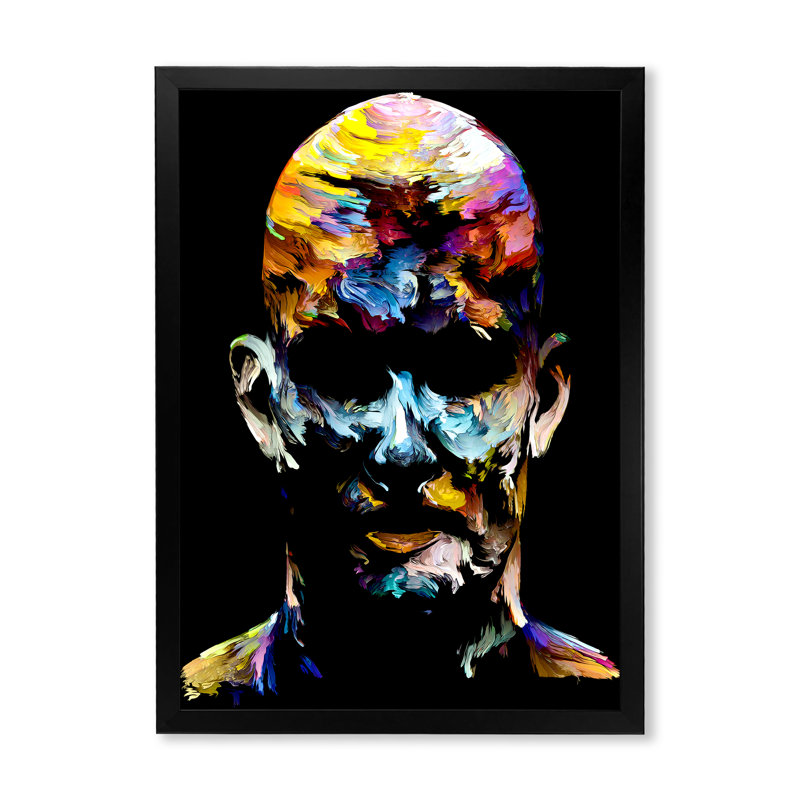 Visage humain - art moderne et contemporain sur toile, Impression noire sur toile encadrée, H 20 po x l 12 po