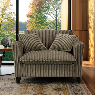 Fauteuil paresseux pour une personne - tissu touffeté en velours côtelé avec accoudoirs et dossier ergonomique, coussin doux à haute élasticité, style rétro pour le salon / la chambre à coucher (assemblage facile)