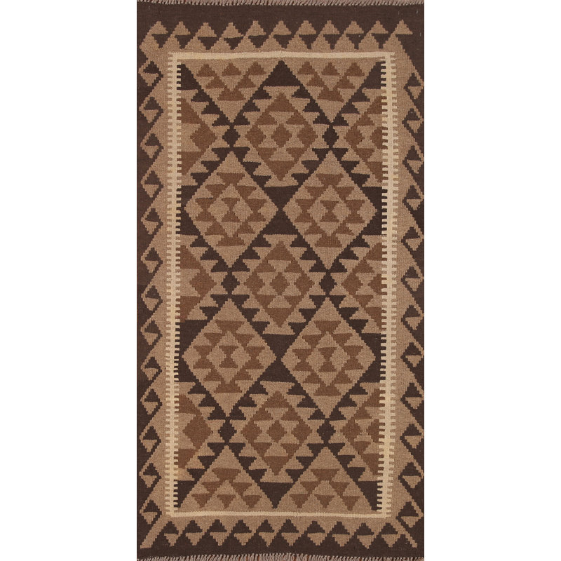 Tapis de couloir oriental géométrique Kilim 3 x 7
