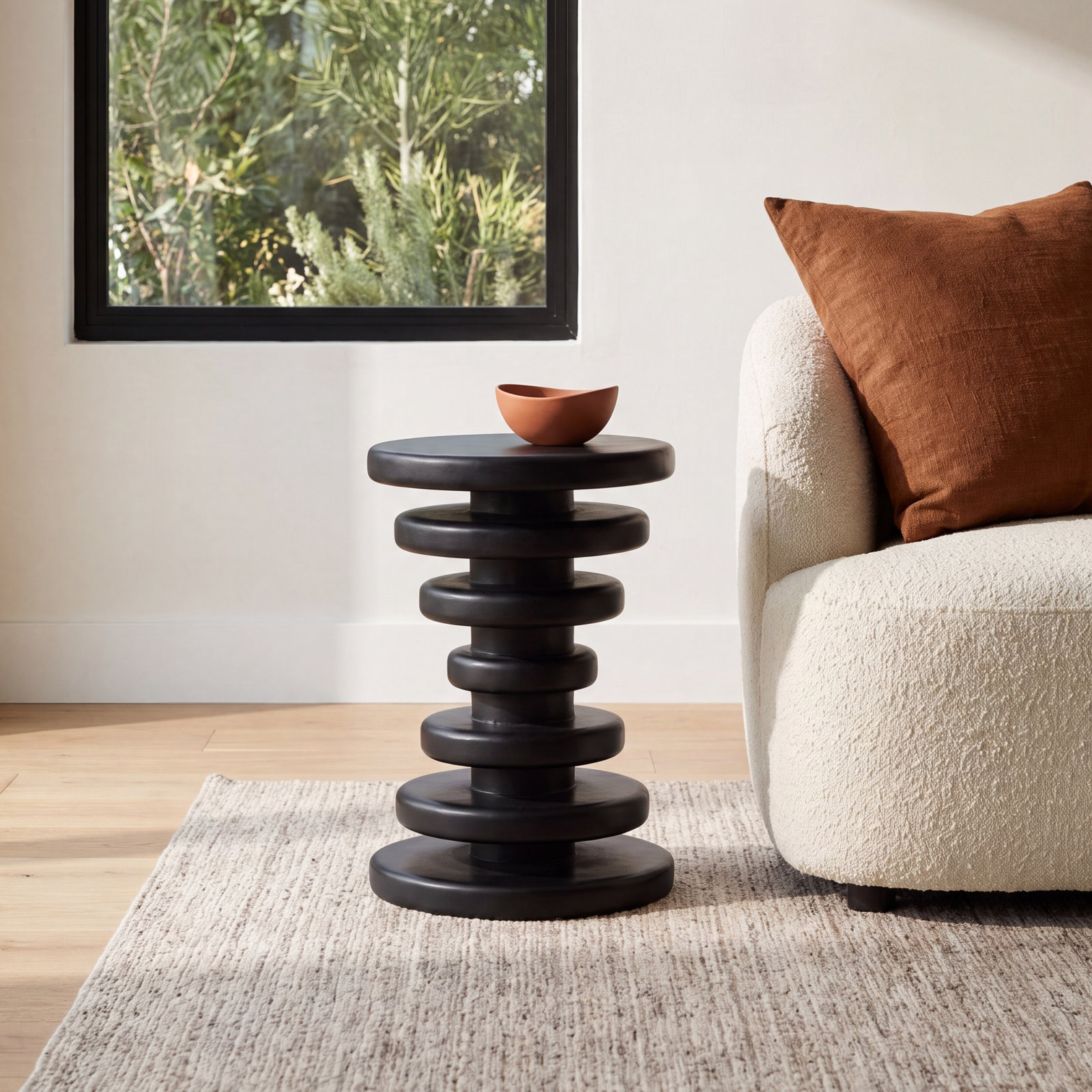 Hylan Solid Wood End Table, Charcoal Oil Finish
