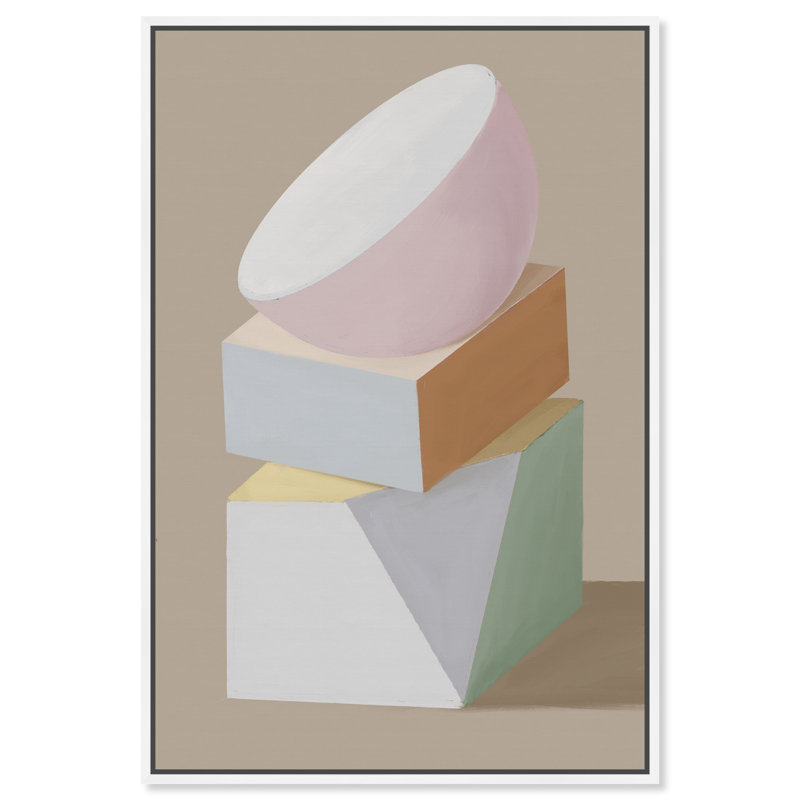 Sculptural Composition II Print by Oliver Gal, 25"H x 37"W, White Floater Frame
