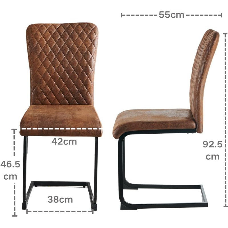 Modern Upholstered Armless Dining Chair, Brown Suede