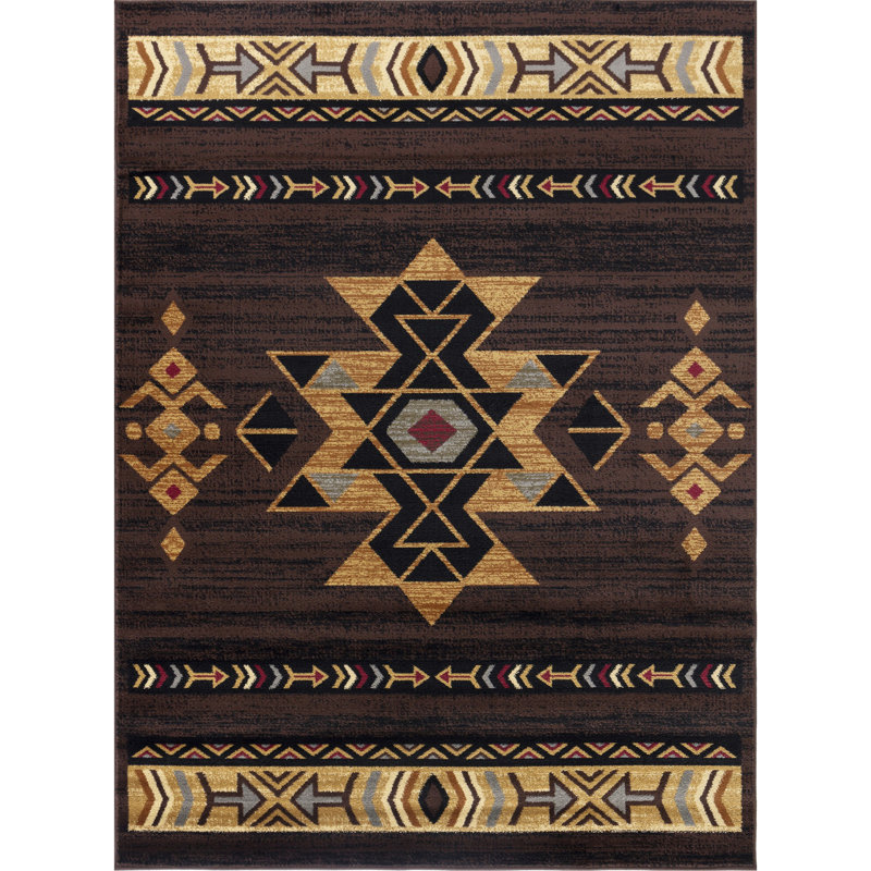 Tribes Brown Rustic Southwest Area Rug, Rectangle 7'10" x 10'3"