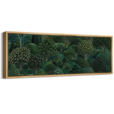 Dark Green Botanical Forest Garden Landscape Wall Decor - Large Framed Canvas Master Bedroom Wall Art Print