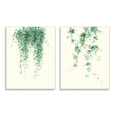 «Falling Ivy Vines Nature Minimal Green Watercolor» par Danhui Nai, ensemble de 2 reproductions d'art graphique