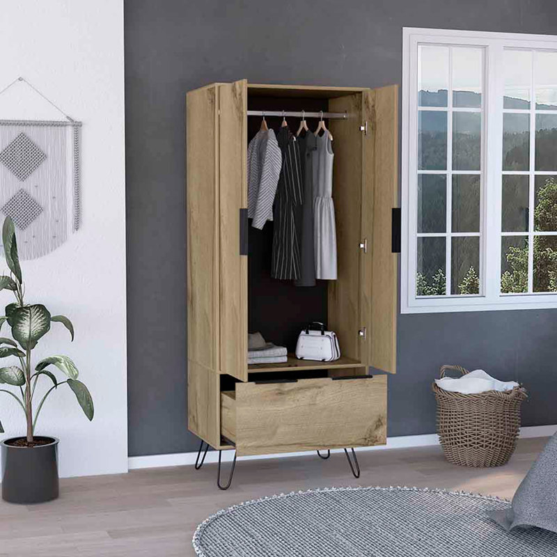 Armoire-penderie, armoire à un tiroir et deux portes
