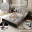 Lit escamotable 74,8 po pour grand lit 3 en 1, gris, avec 2 coussins, velours confortable, lit convertible moderne et pratique large, éponge, idéal pour le salon-1835294625