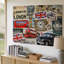 Toile "Un collage vibrant célébrant Londres" avec des éléments emblématiques comme un art mural rouge-1526458865