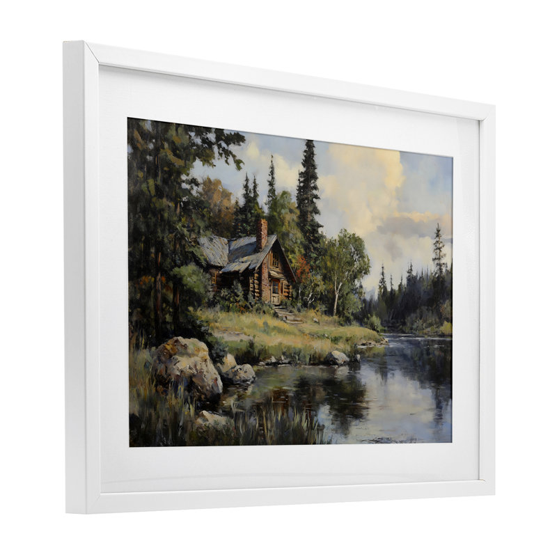 «Creek Cabin Woodland View», reproduction encadrée sous verre, conception de Franklyn Gregory, H 17 po x l 23 po