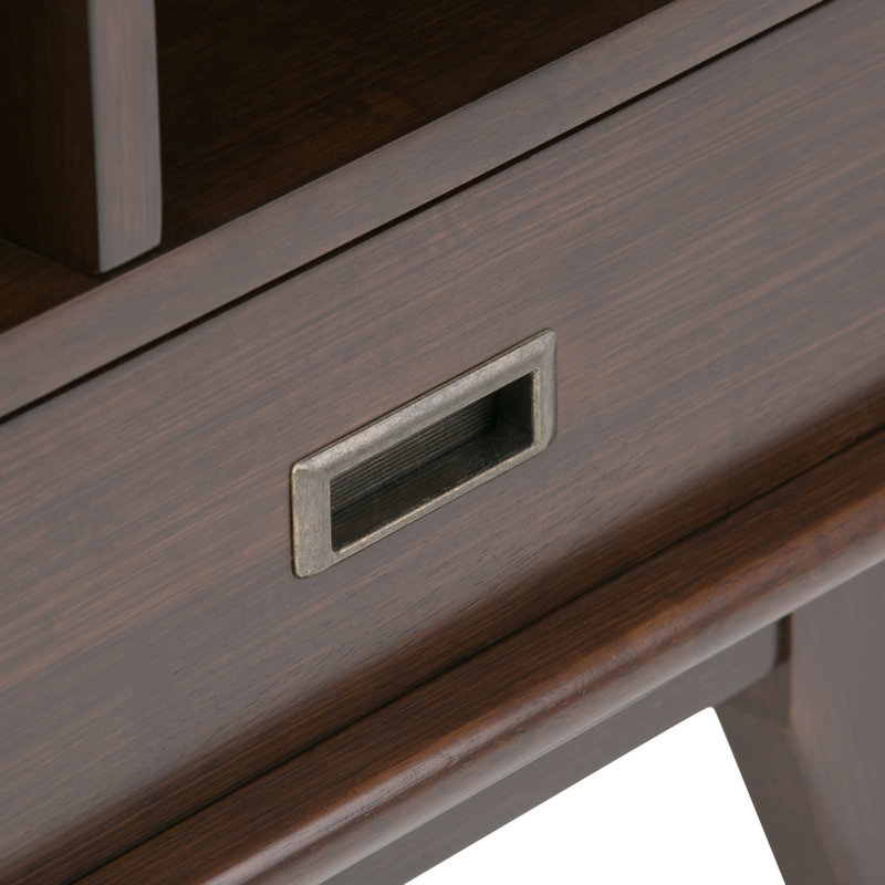 Mid-Century Modern Medium Auburn Brown Solid Wood Bookcase