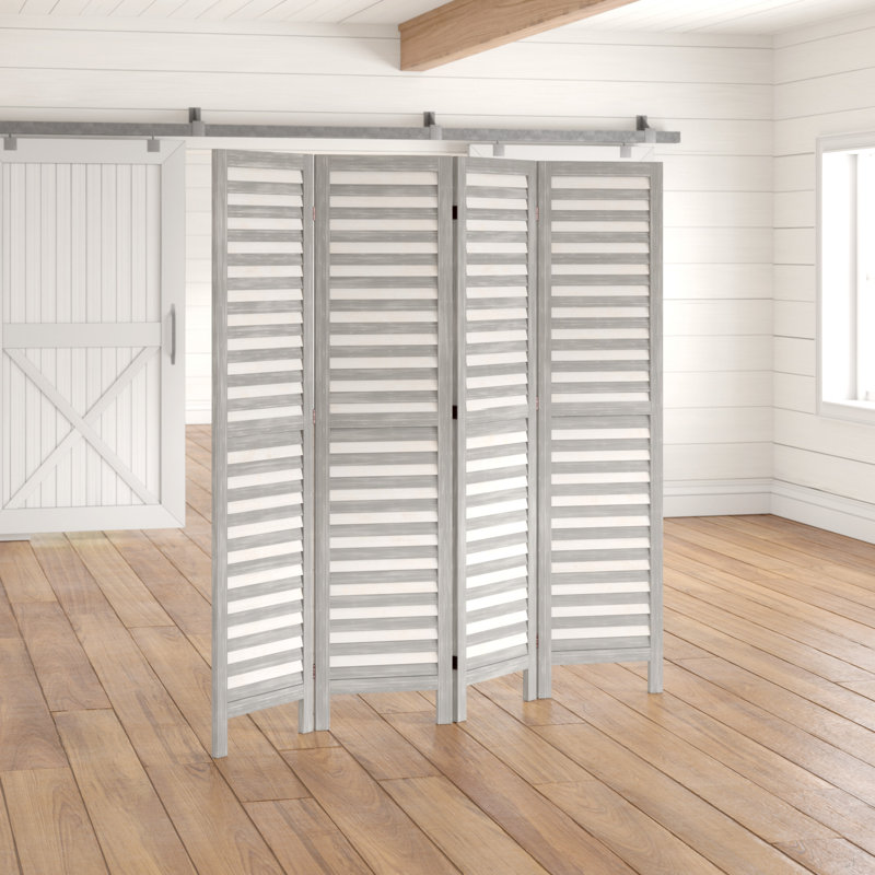 Eversyn 67'' W x 71'' H 4 - Panel Folding Room Divider, Gray