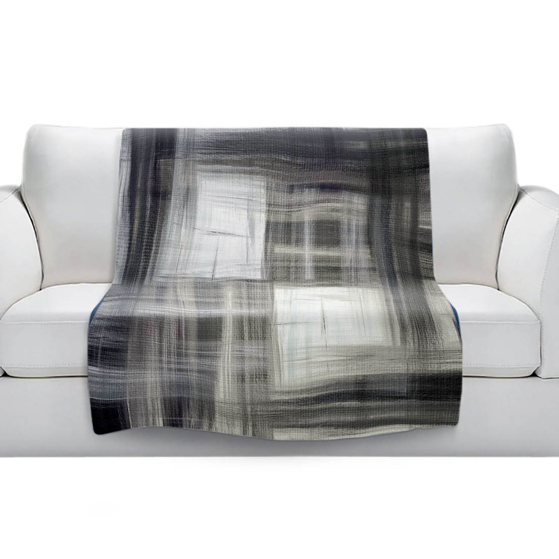Couverture sherpa douce en échelle de gris tartan, l 51 po x L 60 po