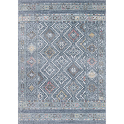 Machine Washable Alden Blue/Ivory Rug