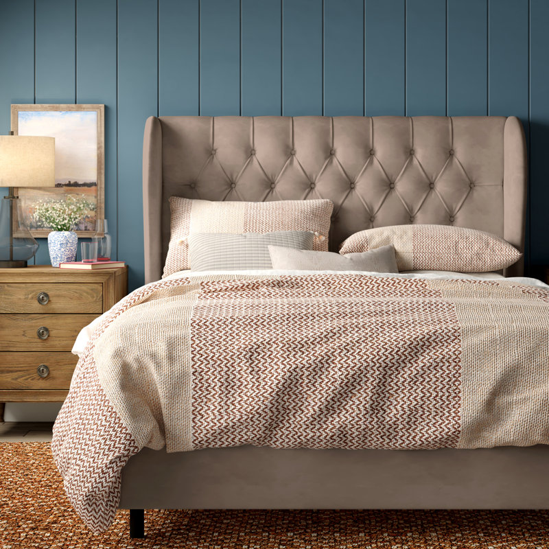 Knaresborough Upholstered Wingback Bed, California King, Classic Cocoa Performance Velvet