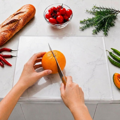 Acrylic Cutting Board with Counter Lip 17.5"x13.4" (Clear)