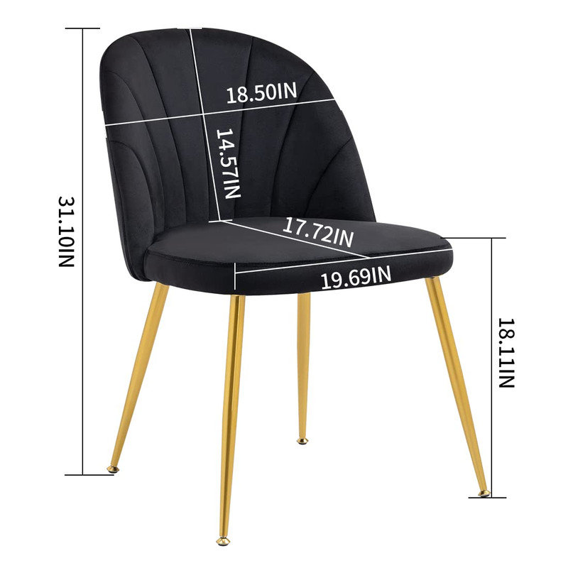 Armless Velvet Upholstered Dining Chair, Black
