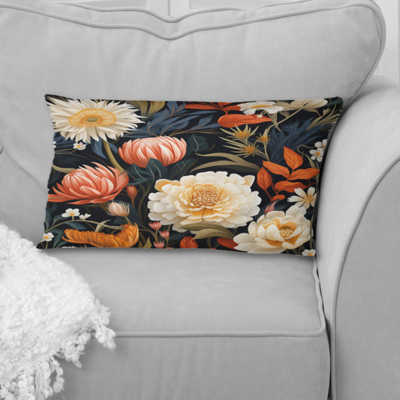 Motif tropical orange et beige - coussin à imprimé floral