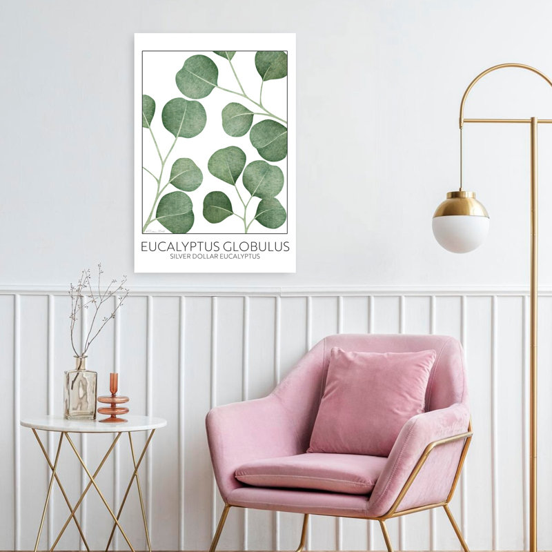 Eucalyptus argenté argenté, art contemporain abstrait, H 24 po x l 16 po