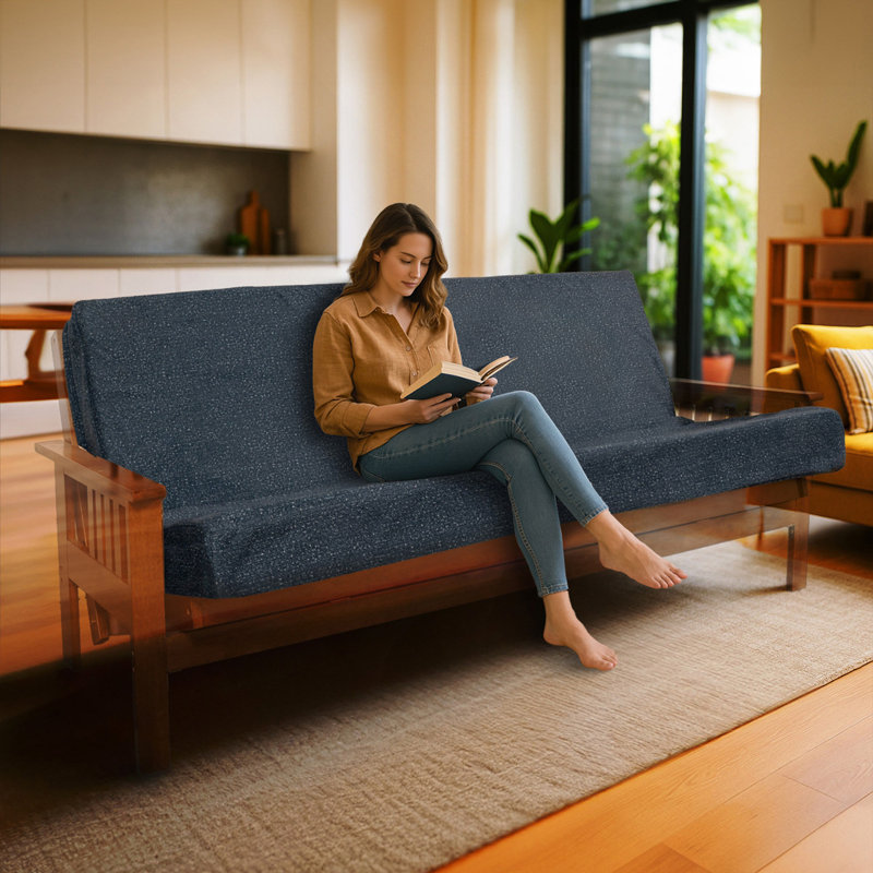 Memory Foam Infused Futon Mattress Full XL – Washable Removable Cover, Heavy-Duty Zipper, Thick Foldable Sofa Bed Cushion For Guest Room, Apartment, Dorm (Frame NOT Included)