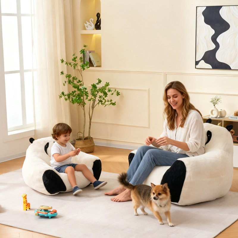 Panda Bean Bag Chair for Kids & Adults, Bean Bag Sofa for Bedroom, Living Room, 26.4" H x 41.3" W x 37.4" D