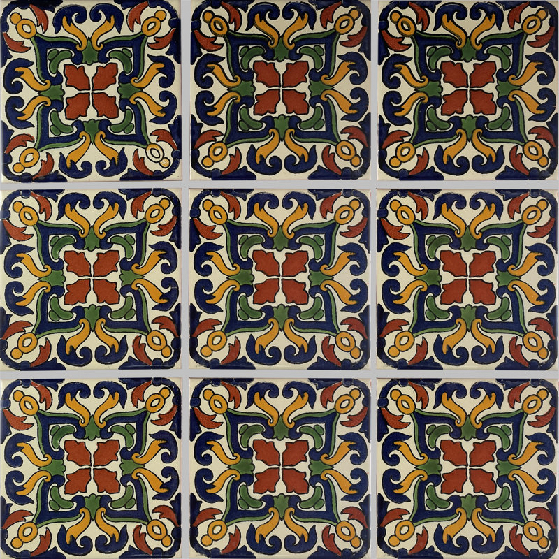 Carreaux mexicains 4,2 po x 4,2 po 9 pièces TalaMex Fuego Talavera