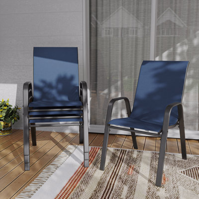 Ensemble de chaises d'extérieur 4 pièces - Siège large, capacité de 350 lb - Structure en métal Teslin imperméable et résistante à la rouille - Support lombaire ergonomique - Idéal pour la terrasse, le restaurant, la salle de banquet