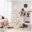Sapin de Noël artificiel illuminé 6 pi, sapin de Noël articulé avec 600 lumières DEL blanc chaud et 150 boules décoratives, 253 pointes en PE arbre de Noël blanc pour la décoration intérieure