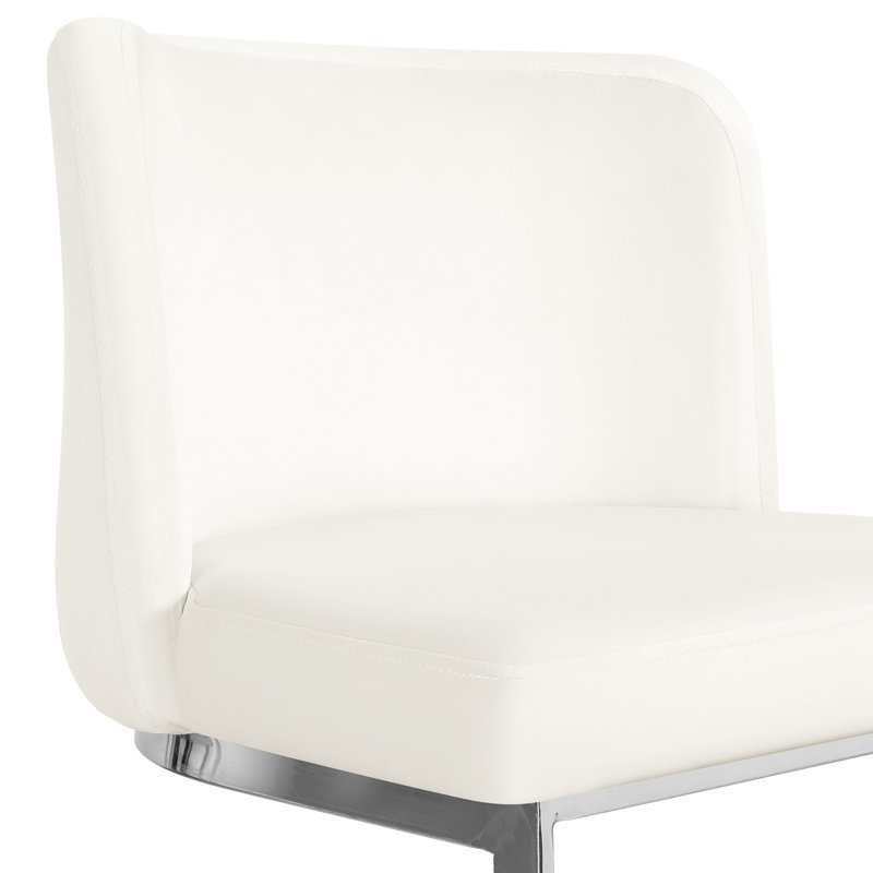 Tabouret de bar et de comptoir moderne à dossier bas de 26 po avec structure en métal , Velours - Blanc, 2