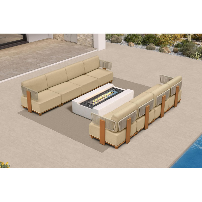 Ensemble de mobilier de patio modulaire à extrémités ouvertes, canapé d'angle 8 pièces