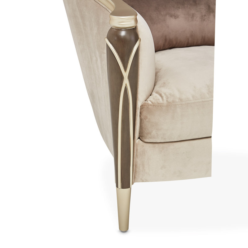 Villa Cherie 35'' Wide Barrel Chair, Porcini Velvet