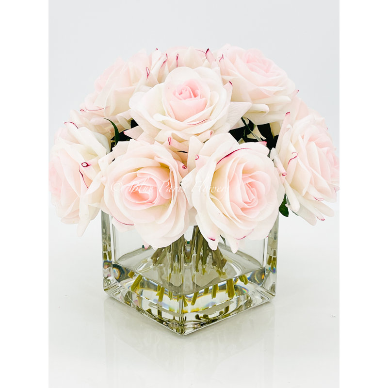Centre de table artificiel Real Touch Rose, Rose clair