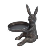 Pewter Sitting Bunny Tealight Holder Tabletop Candle Holder