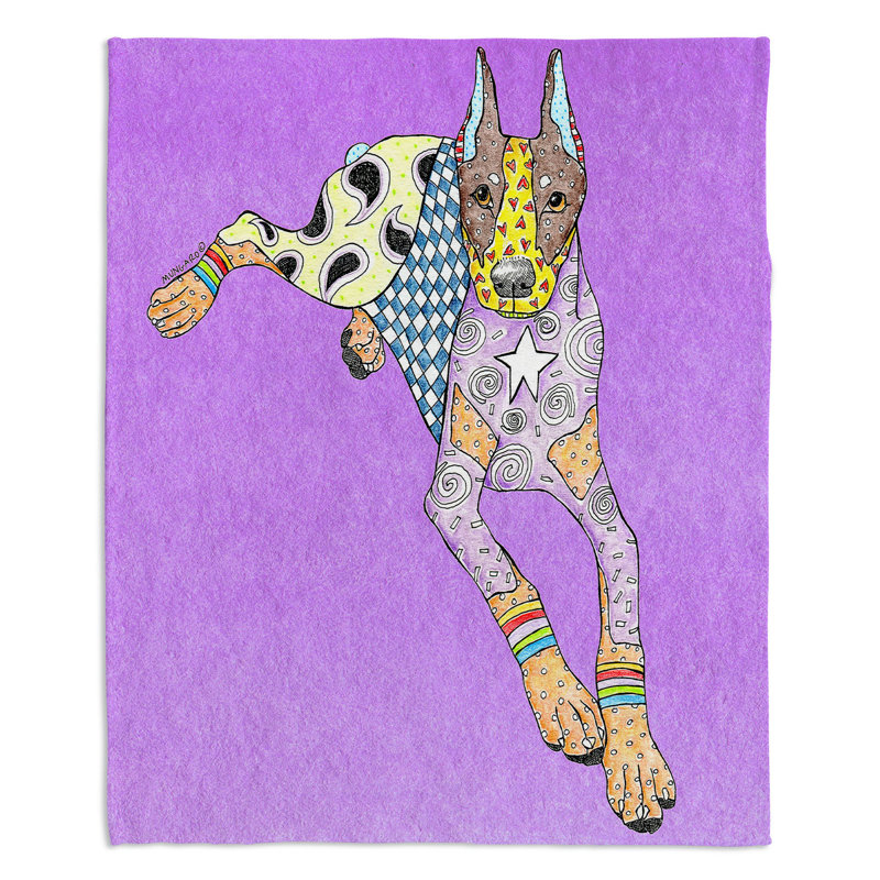  Couverture pour chien Schnauzer, 68 po x 80 po, Violet, Doberman