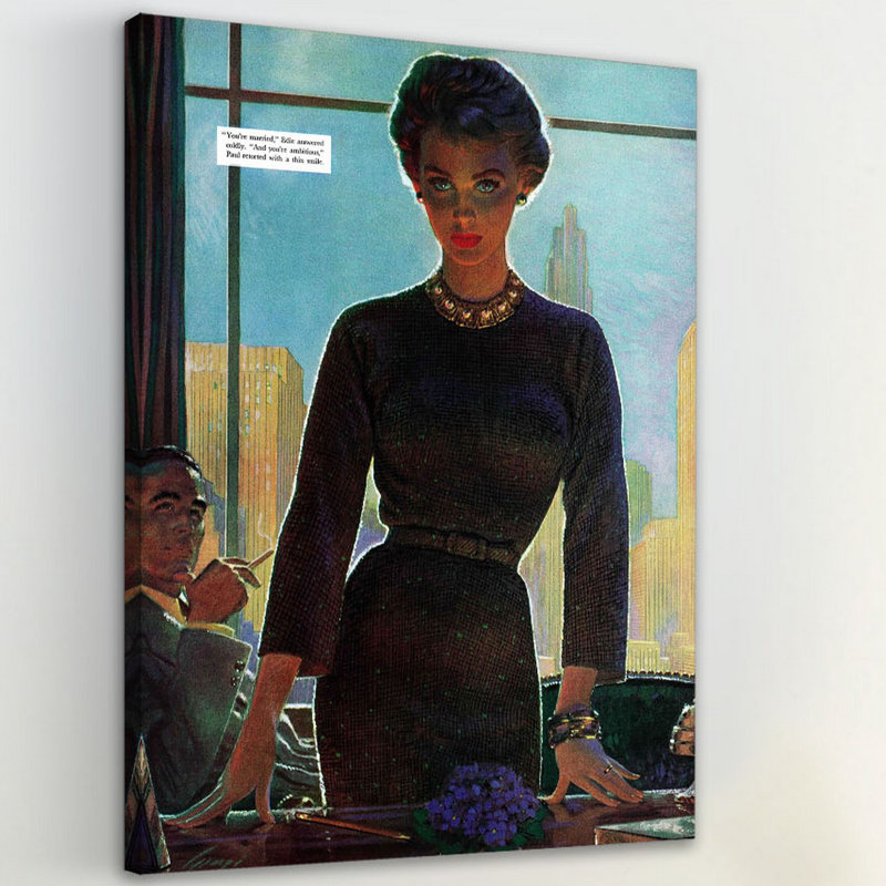 Reproduction d'art rétro sur toile tendue The Fall of Edie Markham, 39" H x 30" W x 1.5" D