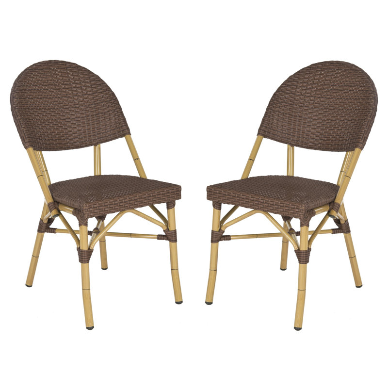Nergizli Wicker Premium All-Weather Wicker Outdoor Dining Side Chair, Brown