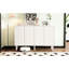 Armoire chic 55,1 * 13,7 * 35,4 pouces avec pieds en bois massif et portes cannelées, blanc, 5 tablettes réglables pour le salon, le couloir, le vestibule, le placard, les pieds de cuisine minimalistes,