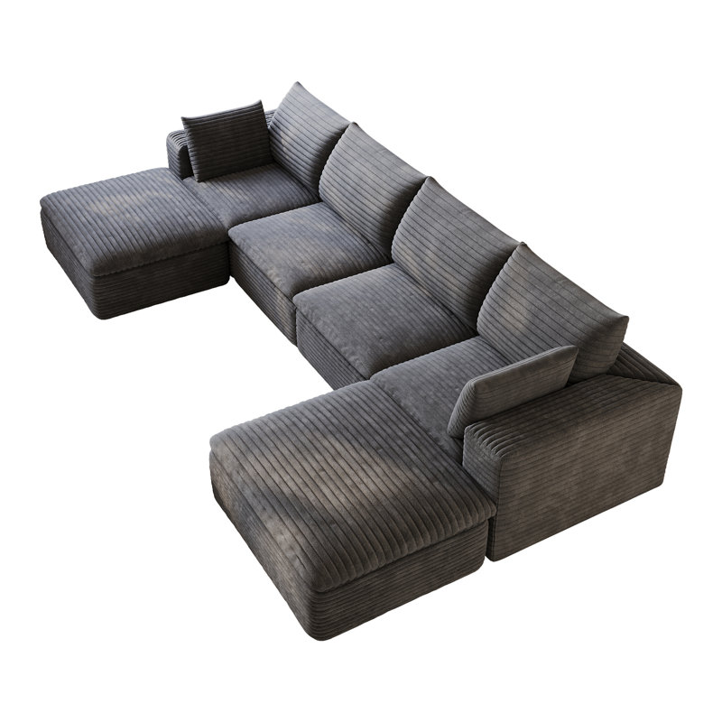 Canapé Compression Cloud, canapé modulaire moderne en velours côtelé de 134 pouces