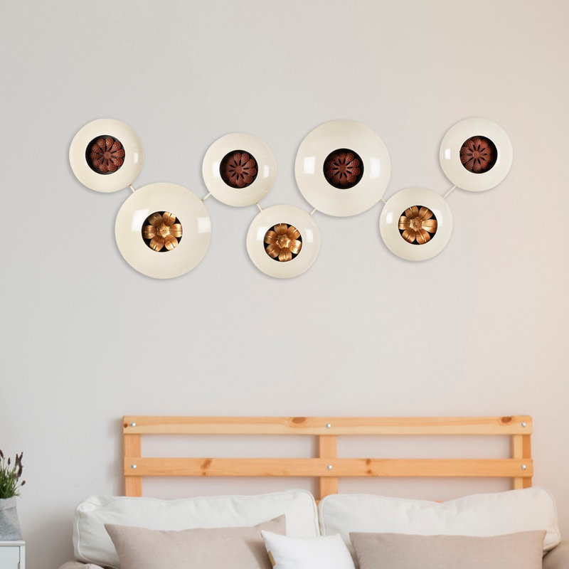 Abstract Wall Decor on Metal, White/Red/Yellow
