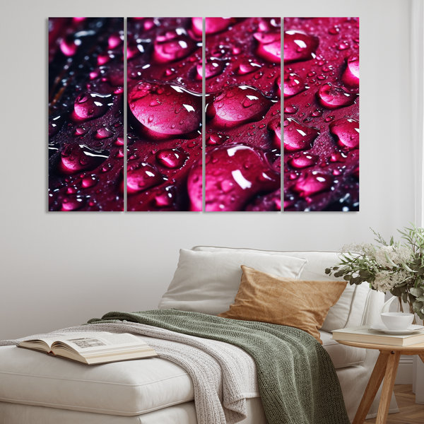 Ebern Designs Red Rose With Raindrops on Black V - Raindrops Metal Wall ...