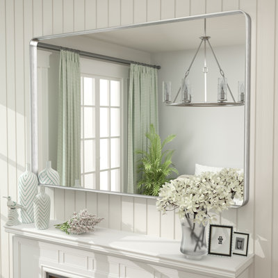 Aevar Tempered Glass and Aluminum Alloy Framed French Cleat Mounted Wall Mirror
