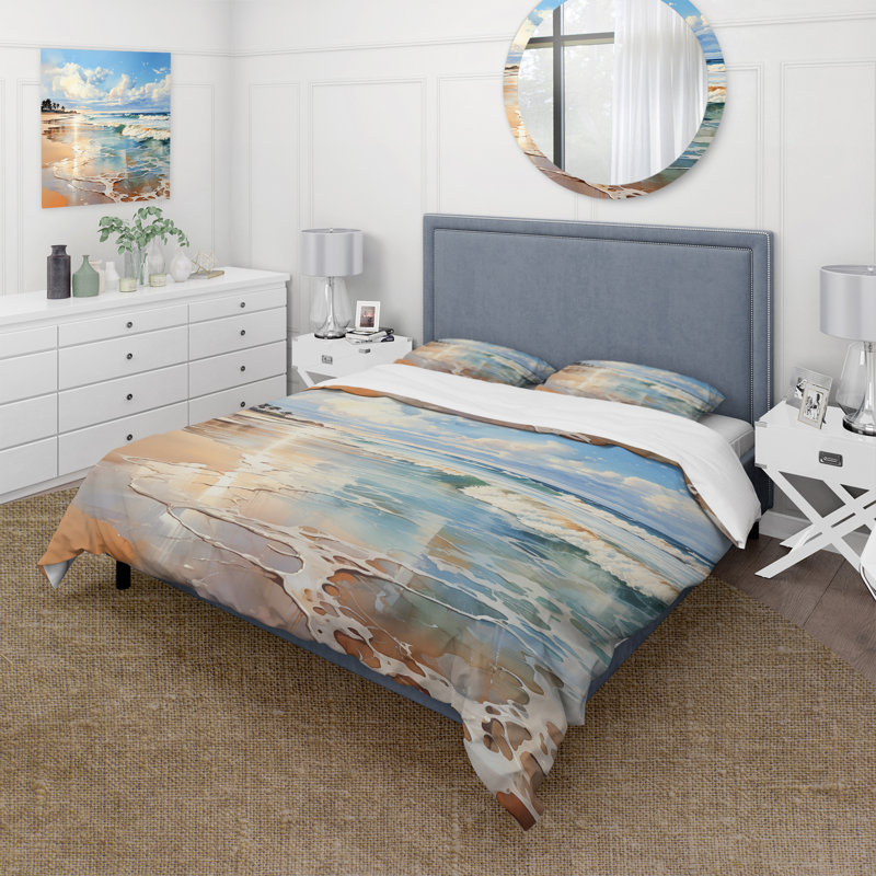 Ensemble de housse de couette Beach Photo Seaside Reflections V Bedding, Housse de couette simple + taie décorative standa