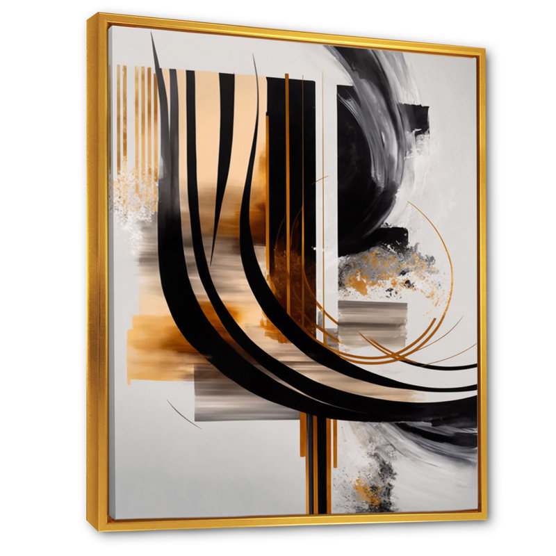 «Gold Touch Art Deco III», art mural moderne sur toile, H 32 po x l 24 po x P 1 po, Toile avec cadre flottant or