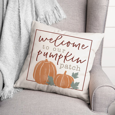 Welcome Pumpkin Square Pillow Cover and Insert