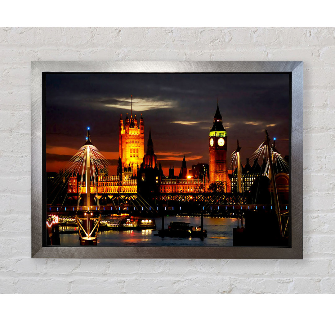 London Houses Of Parliament Lichter - Druck