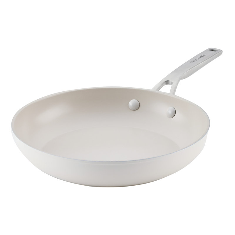 Kitchenaid Hard-Anodized Ceramic Induction Skillet, 10-Inch, Agave, White