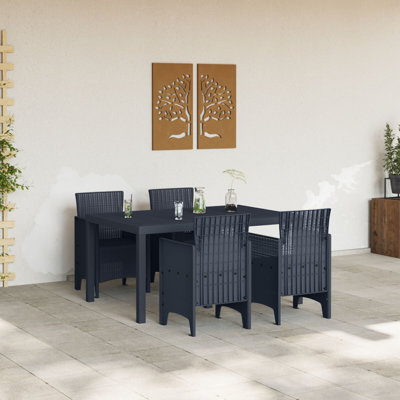 5 Piece Garden Dining Set Poly Rattan