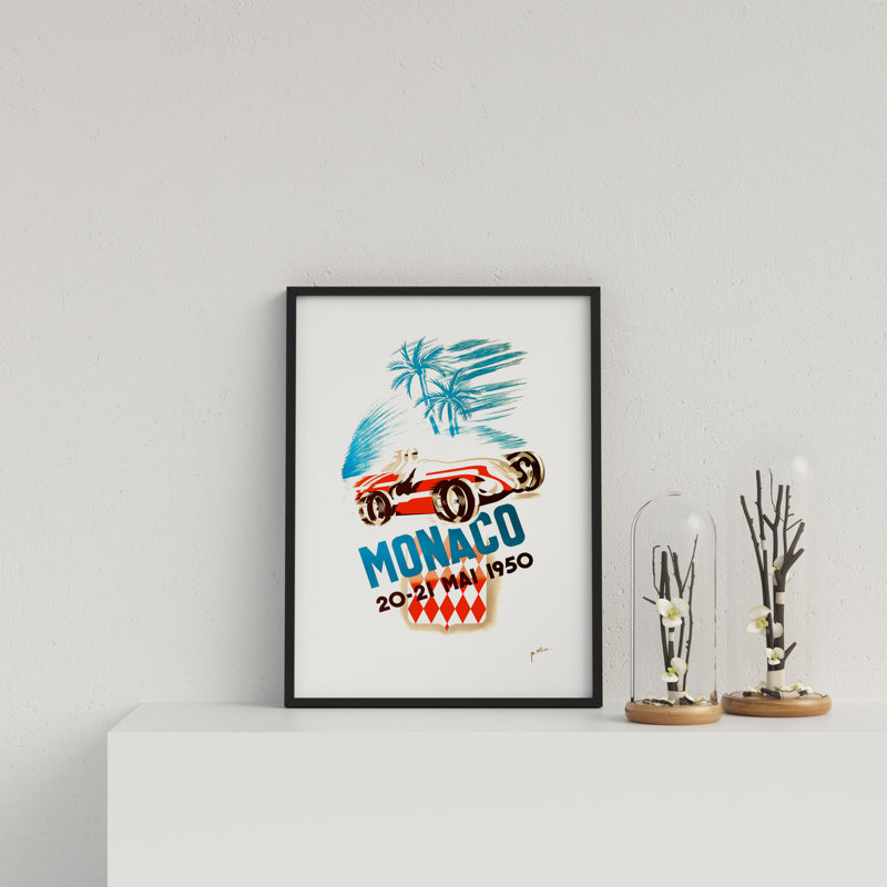 Retro Motor Racing Monaco GP 1950 by Vouvart - Single Picture Frame Print